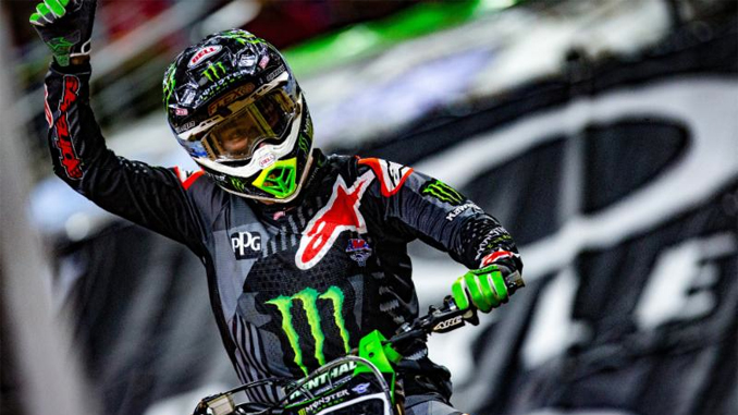 Monster Energy Supercross - Eli Tomac scored his third 450SX Class win of the 2018 season after a perfect night in Arlington. Photo credit: Feld Entertainment, Inc.
