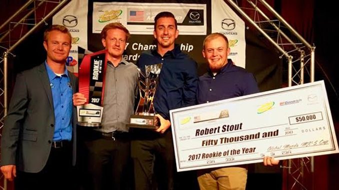 From left to right- Chad McCumbee Stevan McAleer Robert Stout Car Chief Clay Smith - Ken Stout Racing