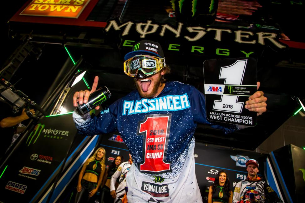veryone has had their eye on Aaron Plessinger this season, and on Saturday evening he earned his first AMA Supercross 250SX West Championship. - Rich Shepherd