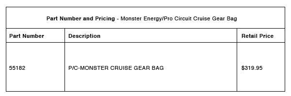 Monster Energy / Pro Circuit Cruise Gear Bag - Part-Number-Pricing-R-1