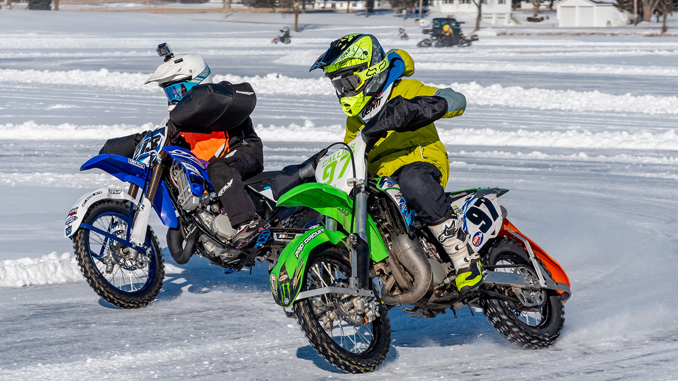 Action photo from 2019 AMA Ice Race National Championship (credit- Jen Muecke)