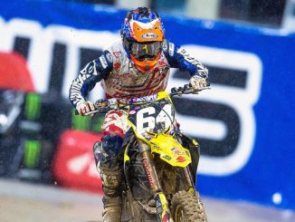 Jimmy Decotis (#64) broke out of the pack and the mud to take the podium on his Suzuki RM-Z250 - San Diego Supercross