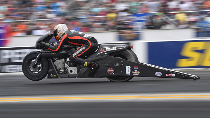 Pro Stock Motorcycle - Andrew Hines - Virginia NHRA Nationals action