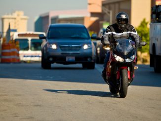 motorcyclist in traffic - Independence Day (Credit- Jeff Kardas)