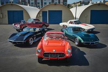 Overview of the five Corvettes offered from the Jim Mangione Collection at Auburn Fall (© 2019 Courtesy of RM Auctions)