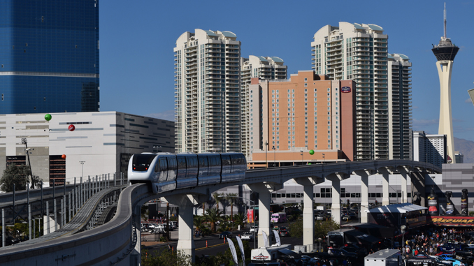 FLas Vegas Convention Center SEMA Show attendees for the Las Vegas Monorail