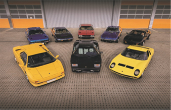 A snapshot of the Lamborghini lineup offered from the Petitjean Collection (Credit – Diana Varga © 2020 Courtesy of RM Sotheby's)