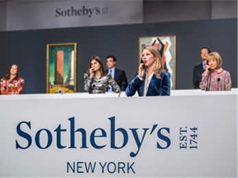 201029 Specialists taking bids in Sotheby’s New York salesroom (Credit – © 2020 Courtesy of Sotheby’s)