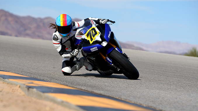 210309 Jen Dunstan putting in some hot laps on her Yamaha R6 at Chuckwalla Valley Raceway. Photo by CaliPhotography (678)