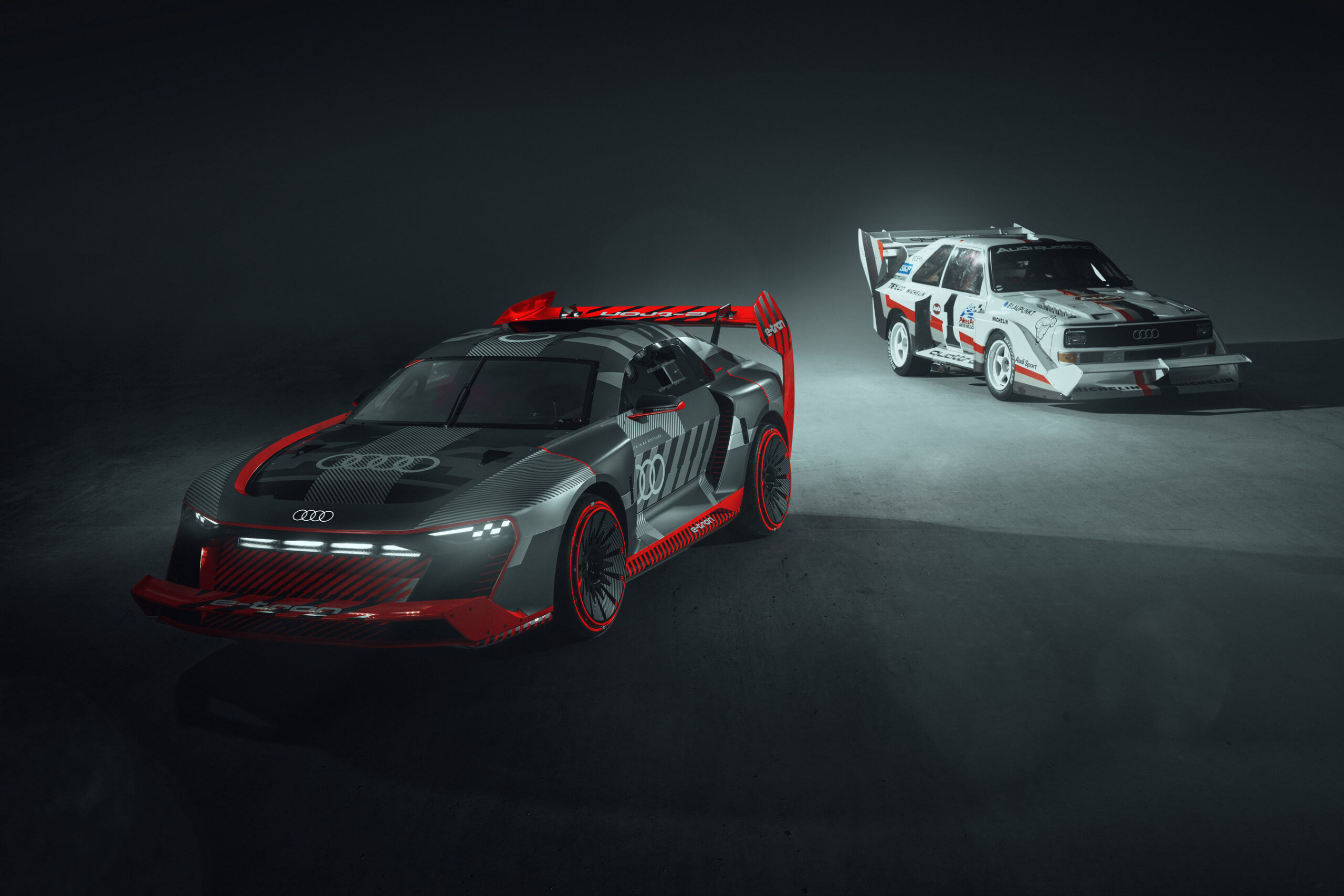 The Audi S1 e-tron quattro Hoonitron and the Audi Sport quattro S1 (Non production models shown)