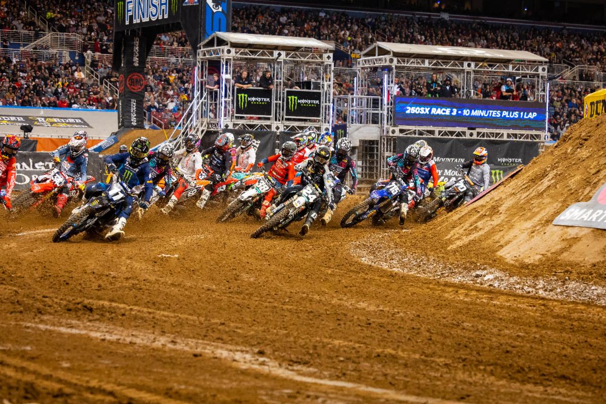RJ Hampshire (24) used three holeshots to grab his first Supercross victory