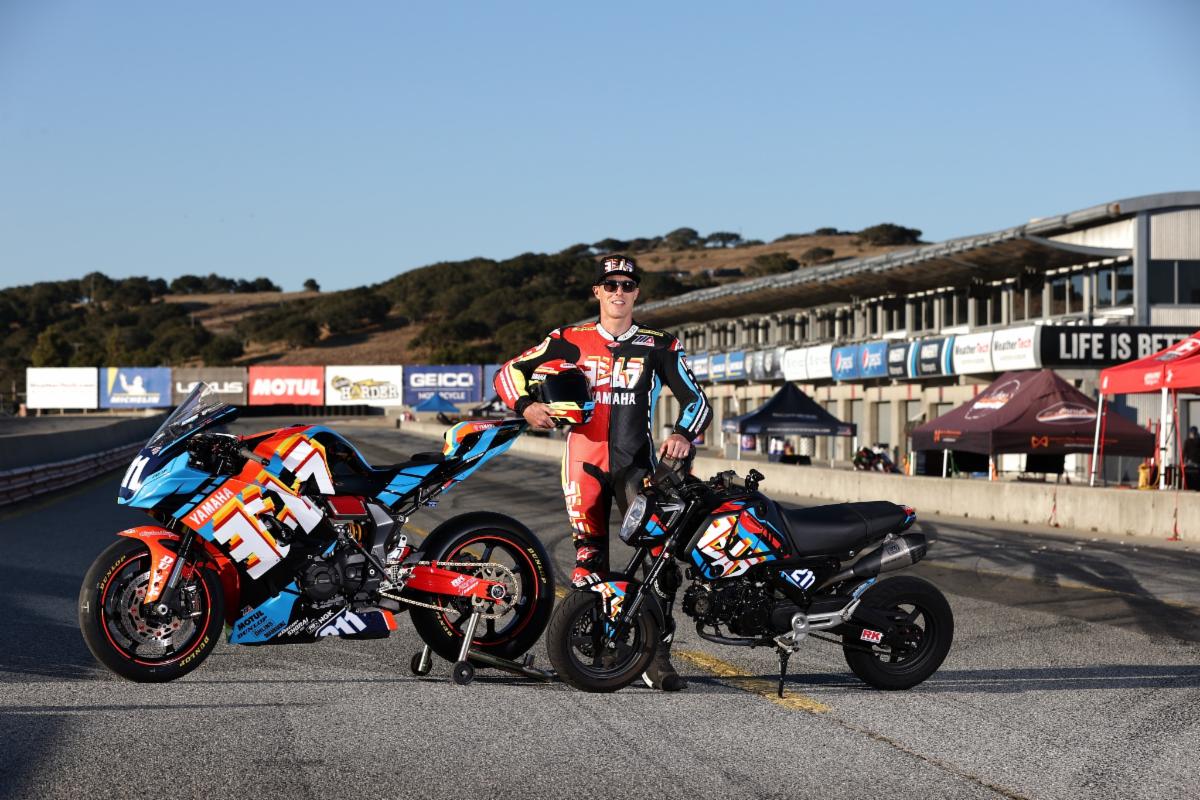 220723 Our R7 race bike at Laguna Seca with the left side livery showing. The left side of the kit is equally as colorful and stunning!