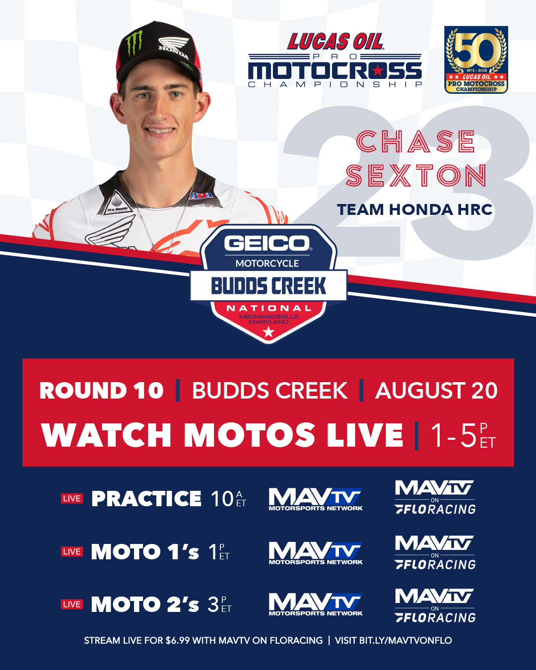 Chase Sexton - Budds Creek National TV Schedule