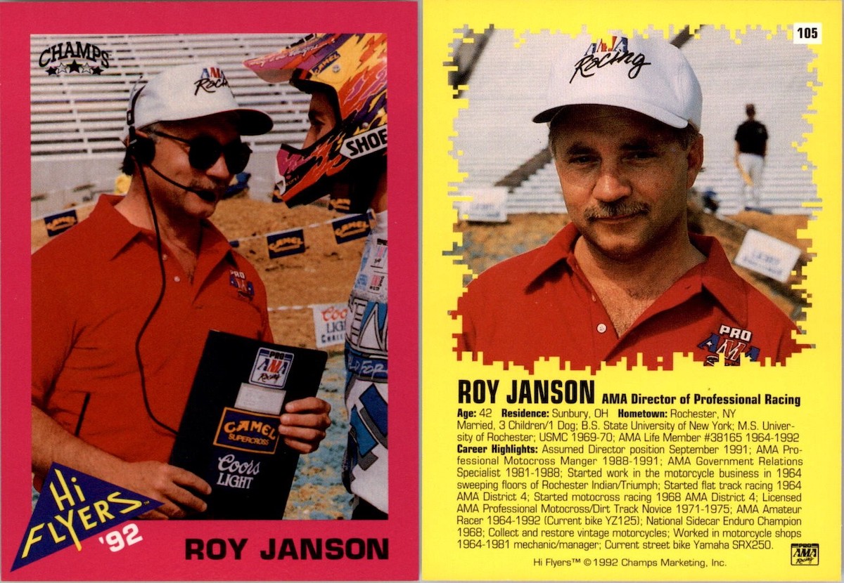 230214 Janson's significance within the sport was recognized in the early '90s with a Hi Flyers trading card