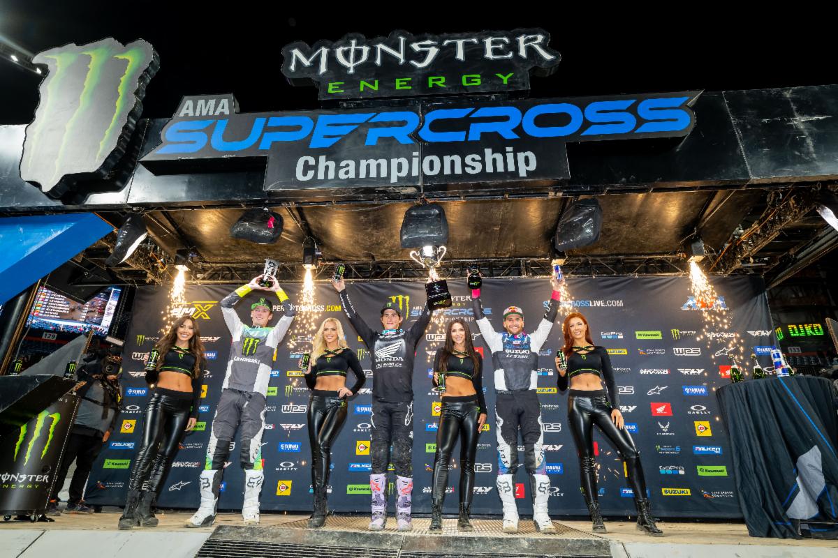 450SX Class podium - Denver Supercross