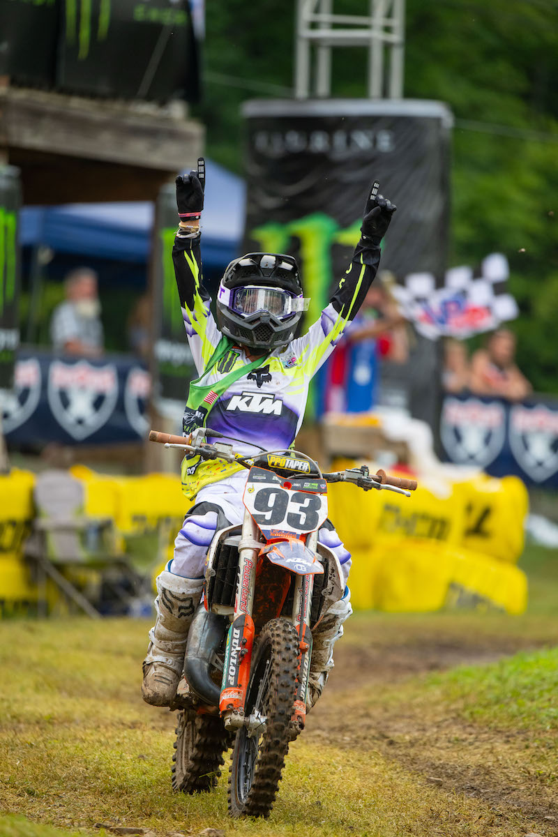 Seth Dennis went wire-to-wire to capture the Moto 1 win in Supermini 1
