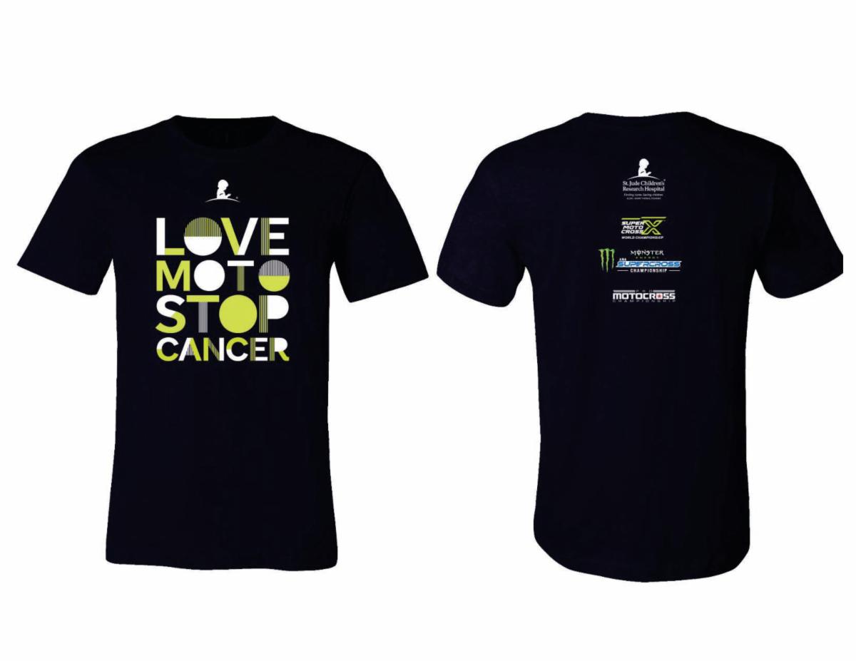 231116 Supporters who contribute to the 2024 text-to-donate campaign will be gifted with this one-of-a-kind Love Moto Stop Cancer T-shirt