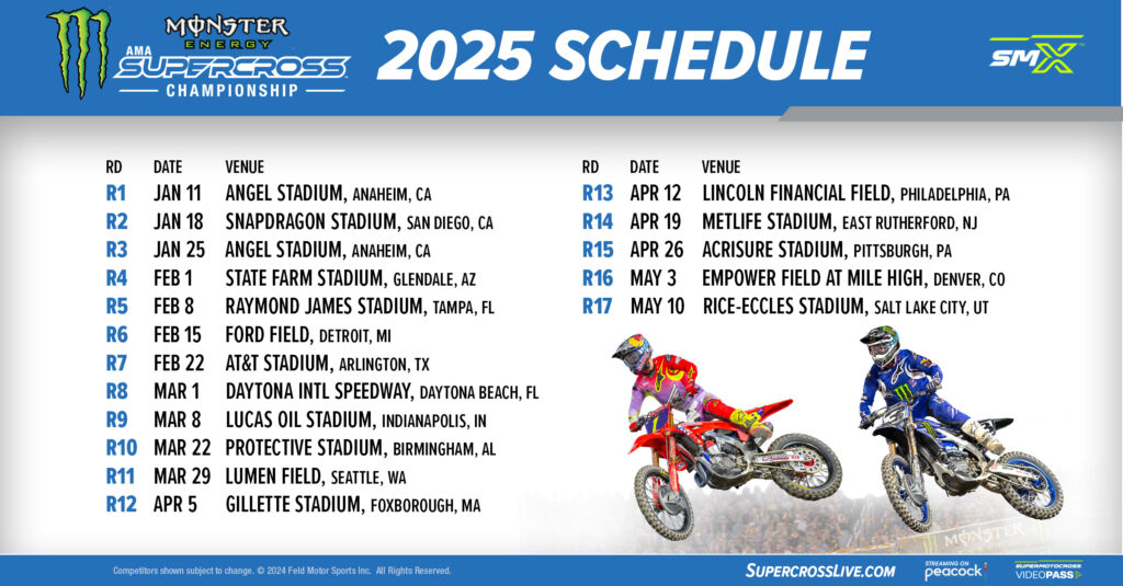 SuperMotocross League Unveils 2025 Regular Season Schedule with Monster