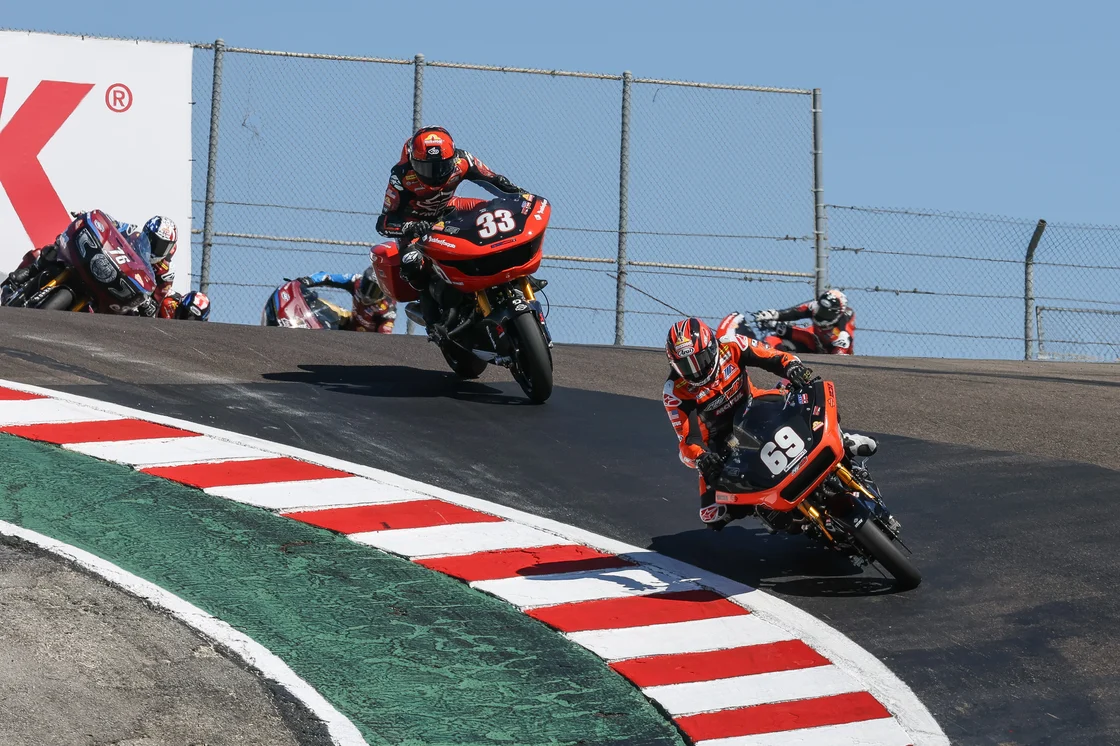 Hayden Gillim (69) was robbed of near-certain victory in Sunday's Mission King Of the Baggers race